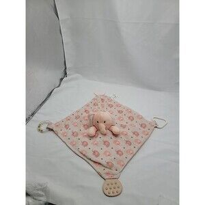 Modern Baby Pink  Elephant Security Blanket Lovey Rattle Teether Plush